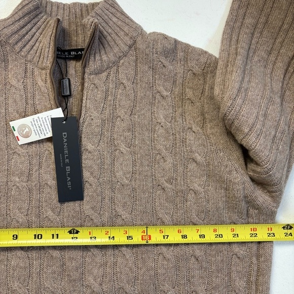 Daniel Blasi Mens Knit Quarte Zip Taupe / oatmeal Wool blend Sweaters size XL - Picture 9 of 10